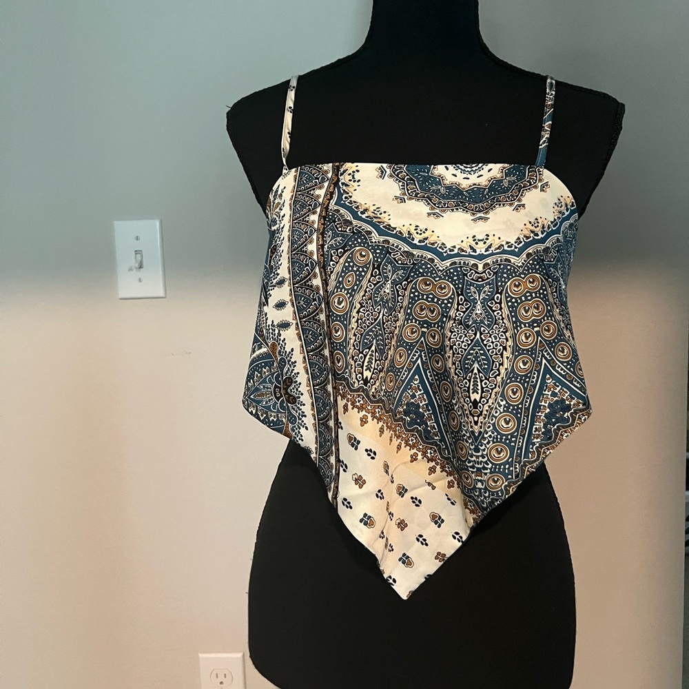 Blue Patterned Bandana Crop Top.